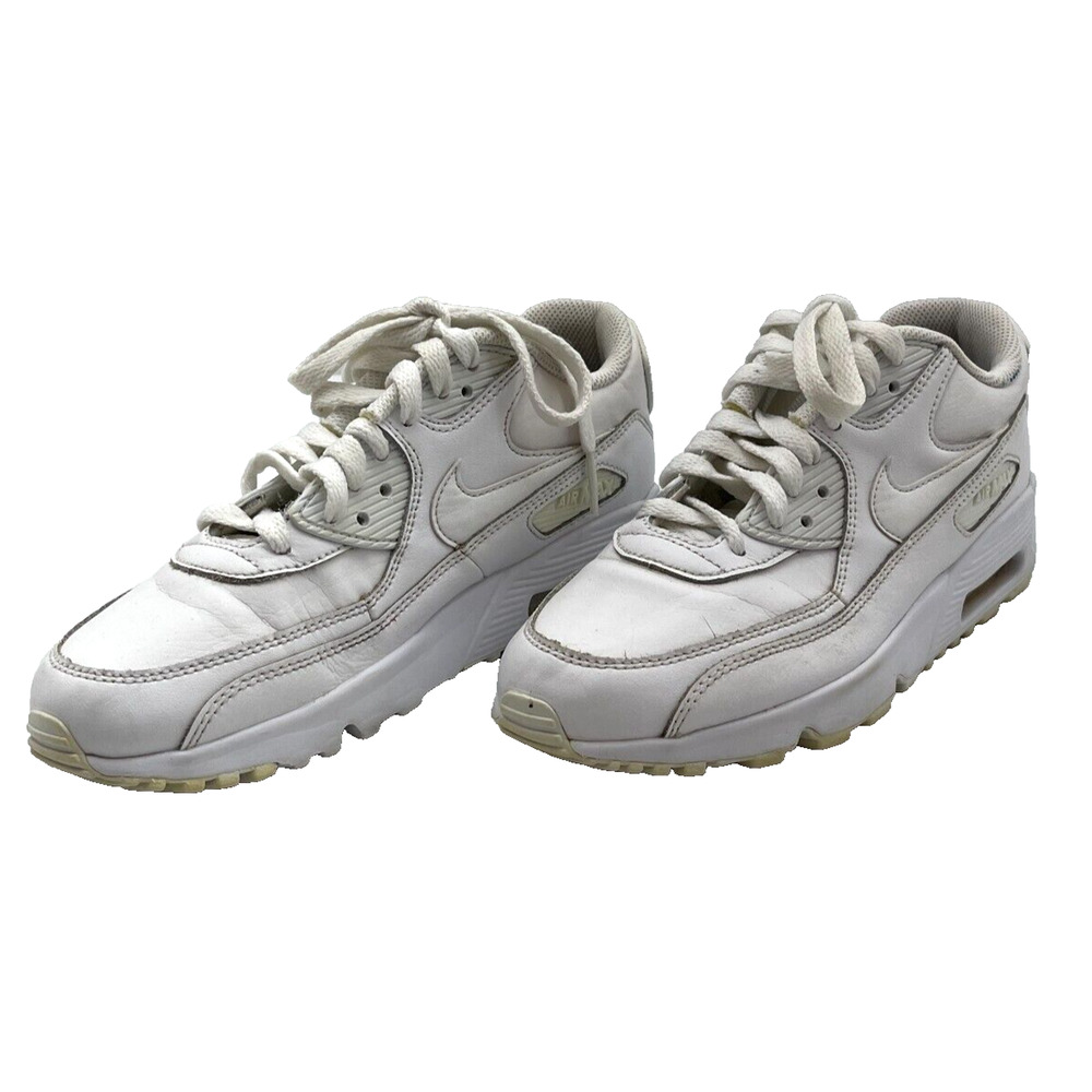 Nike Air Max 90 Sneakers Lace Up White Running Shoes US Size 4.5 Youth
